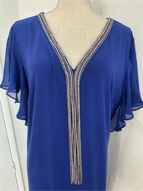 J.B.S. Royal Blue V-Neck Beaded Tunic